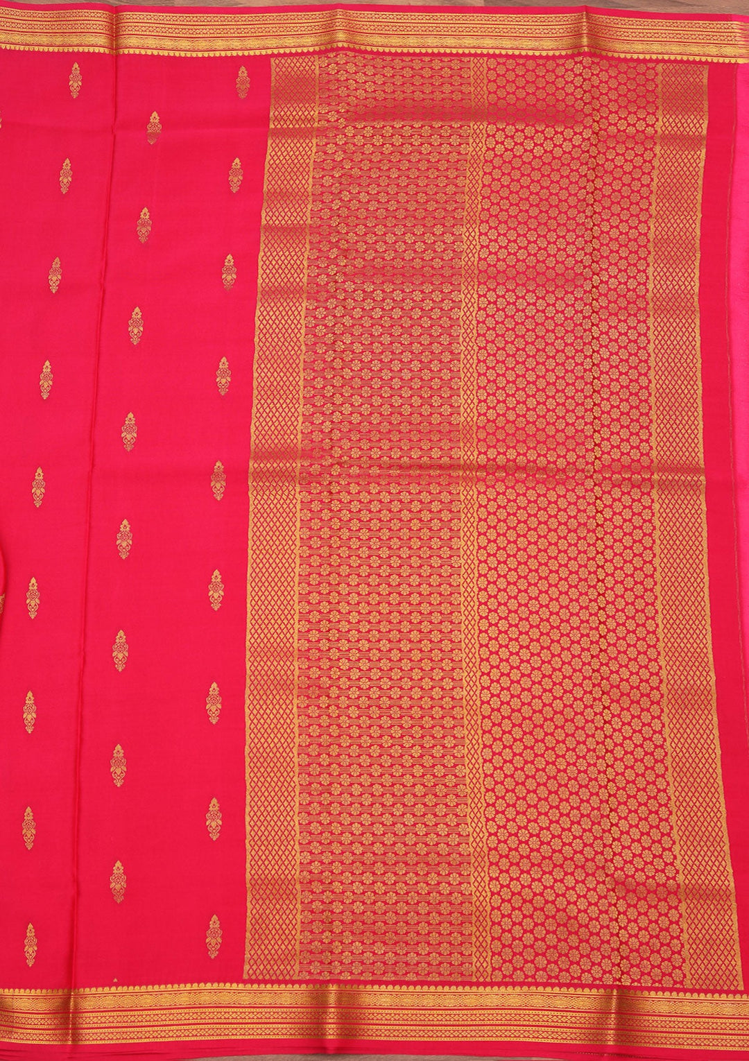 Rani Pink Zariwork Pure Crepe Silk_Saree_koskii