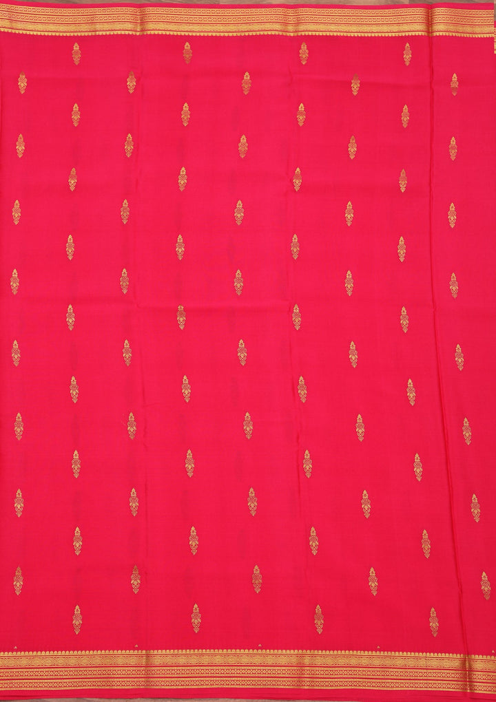 Rani Pink Zariwork Pure Crepe Silk_Saree_koskii