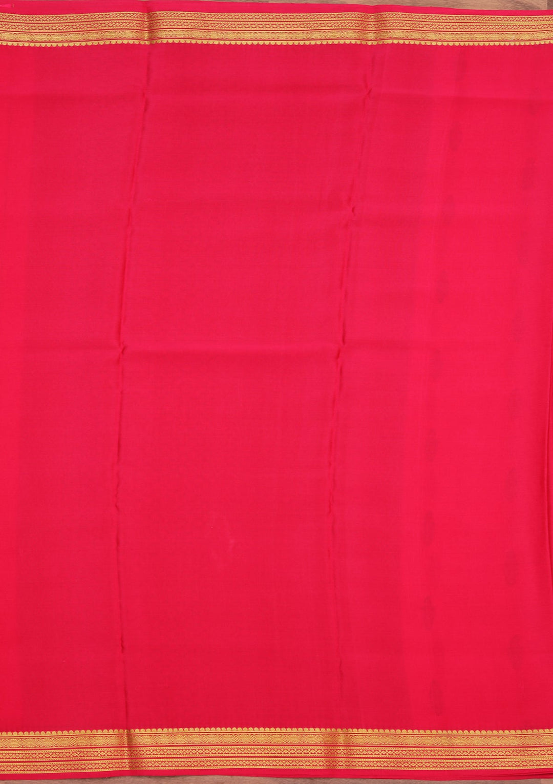 Rani Pink Zariwork Pure Crepe Silk_Saree_koskii