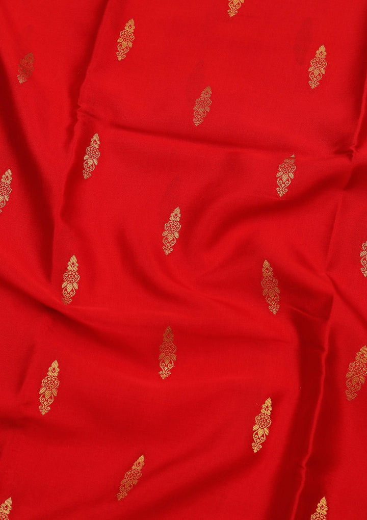 Red Zariwork Pure Crepe Silk Saree_koskii