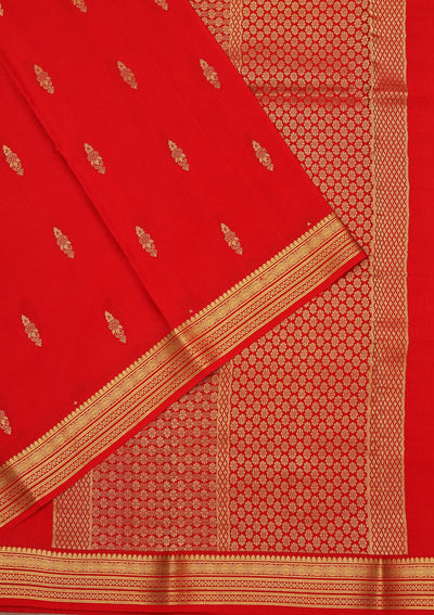 Red Zariwork Pure Crepe Silk Saree-koskii