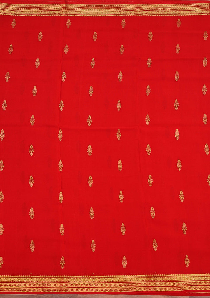 Red Zariwork Pure Crepe Silk Saree_koskii