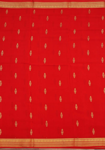 Red Zariwork Pure Crepe Silk Saree-koskii