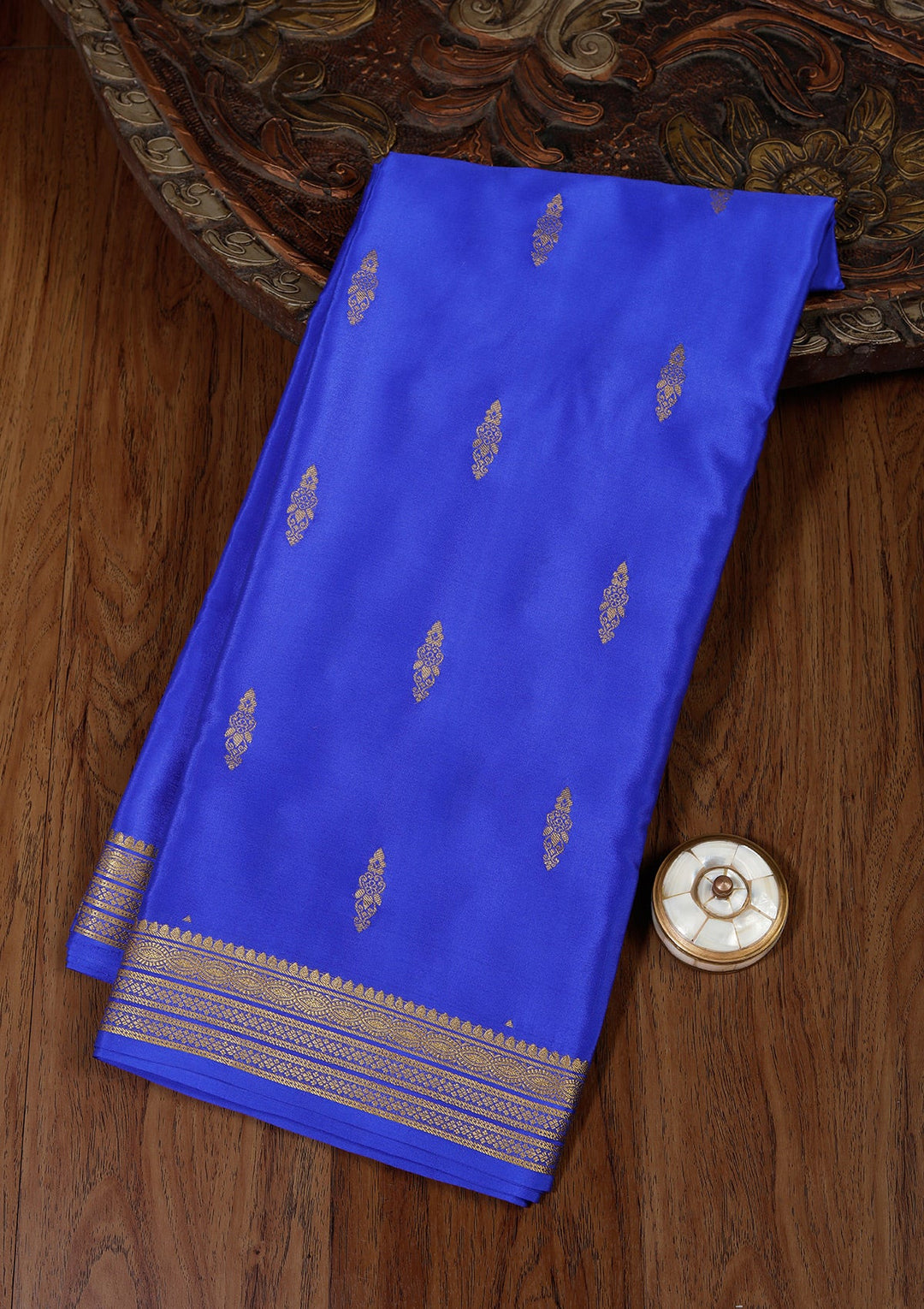 Royal Blue Zariwork Pure Crepe Silk_Saree_koskii