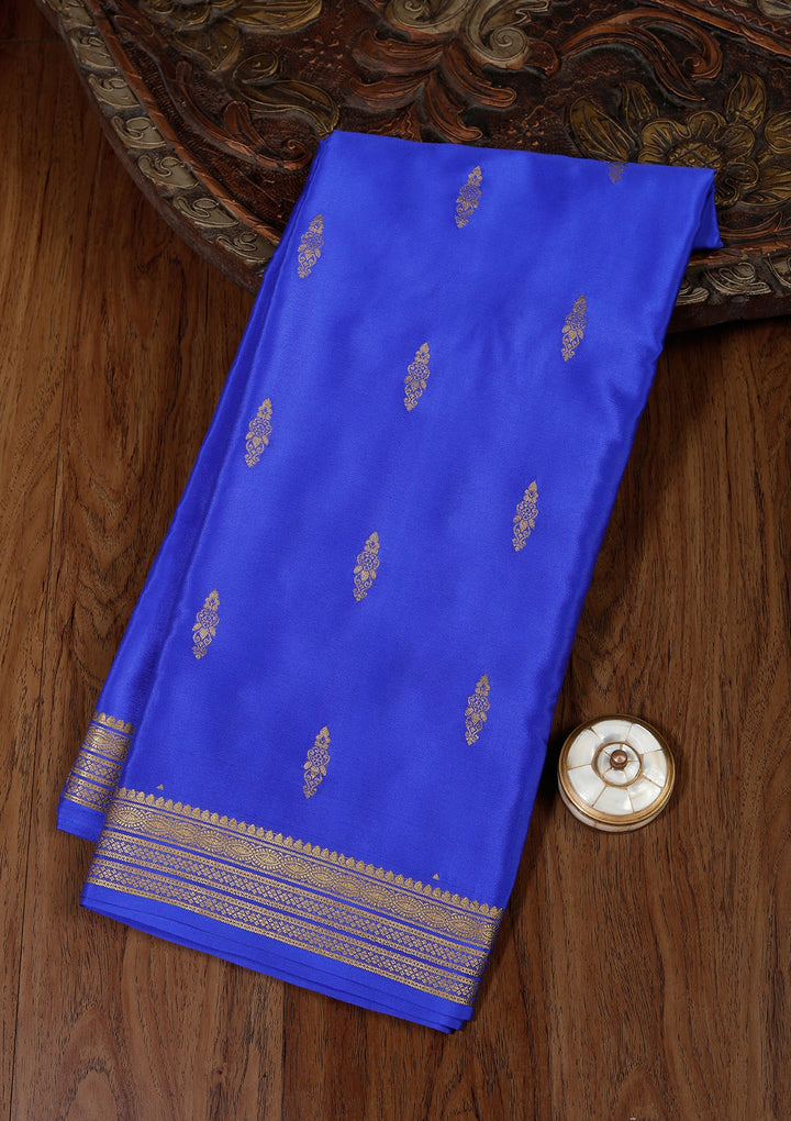 Royal Blue Zariwork Pure Crepe Silk_Saree_koskii
