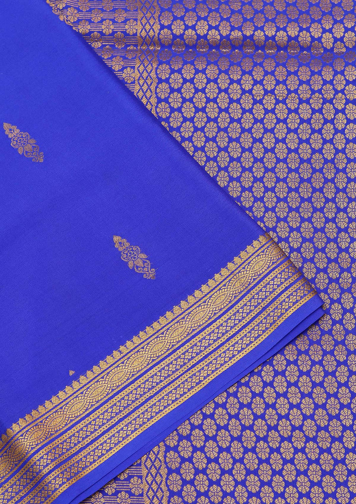 Royal Blue Zariwork Pure Crepe Silk_Saree_koskii