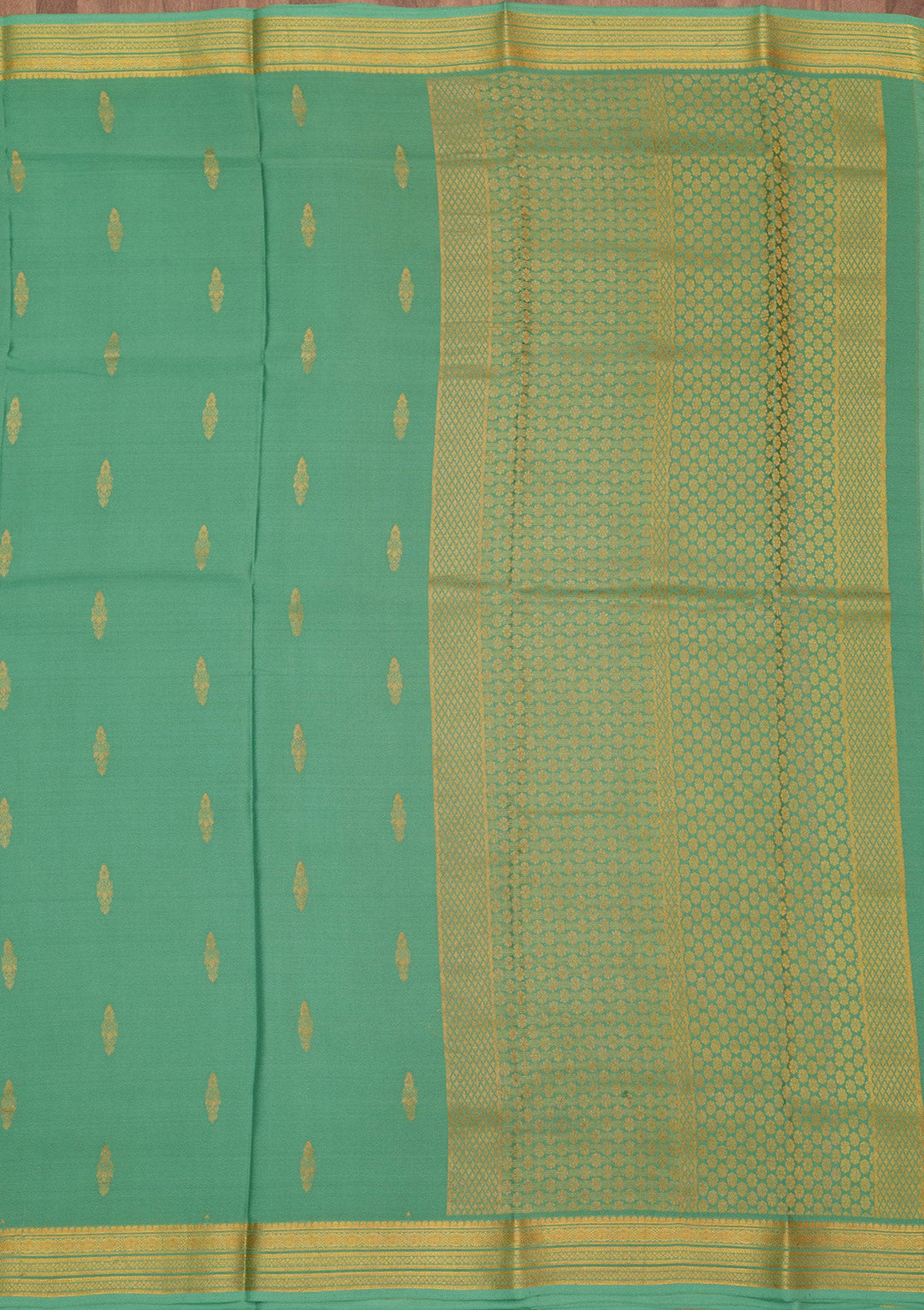 Sea Green Zariwork Pure Crepe Silk Saree-Koskii