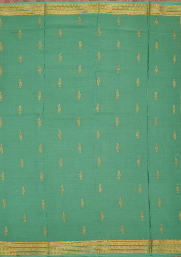 Sea Green Zariwork Pure Crepe Silk Saree-Koskii
