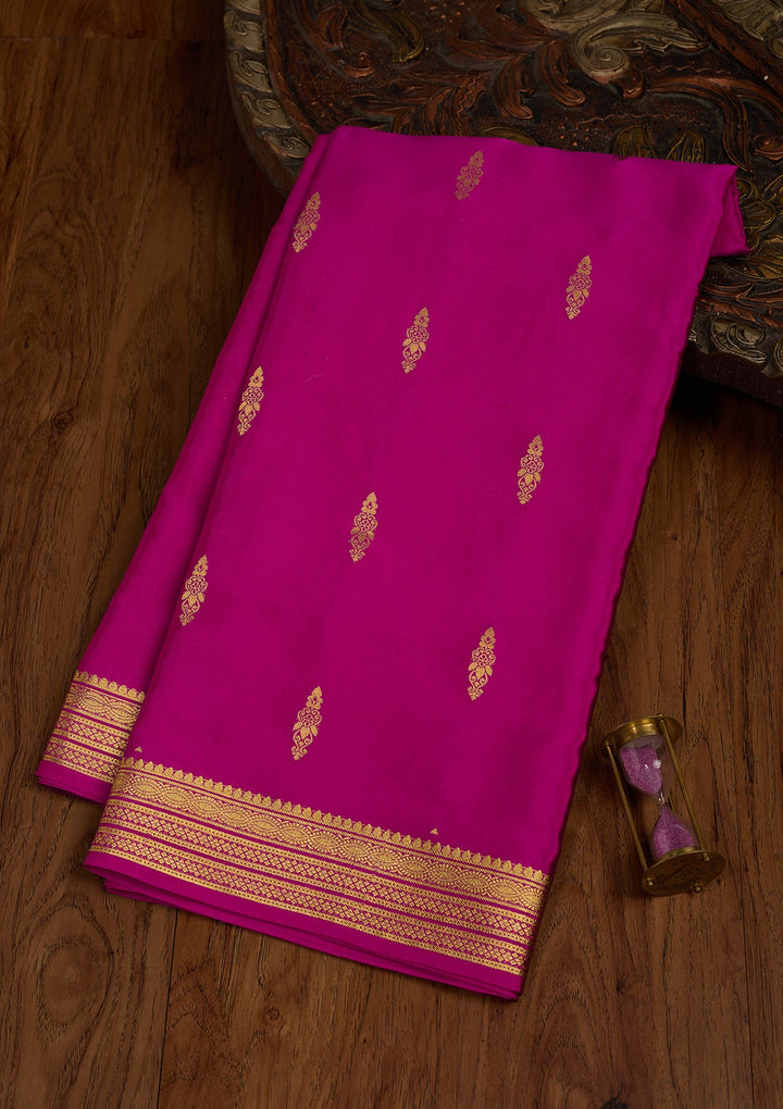 Wine Zariwork Pure Crepe Silk Saree-Koskii