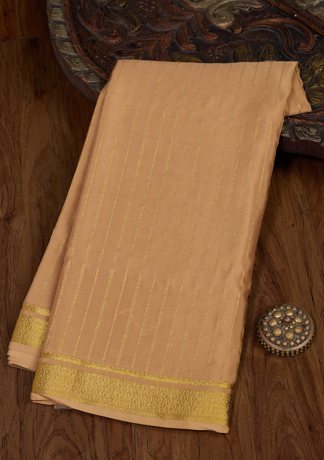 Gold Zariwork Pure Crepe Silk Saree-Koskii
