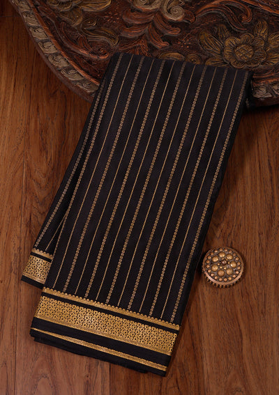 Navy Blue Zariwork Pure Crepe Silk_Saree-koskii