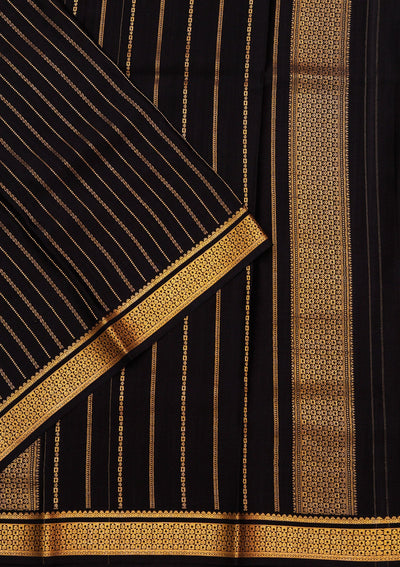 Navy Blue Zariwork Pure Crepe Silk_Saree-koskii