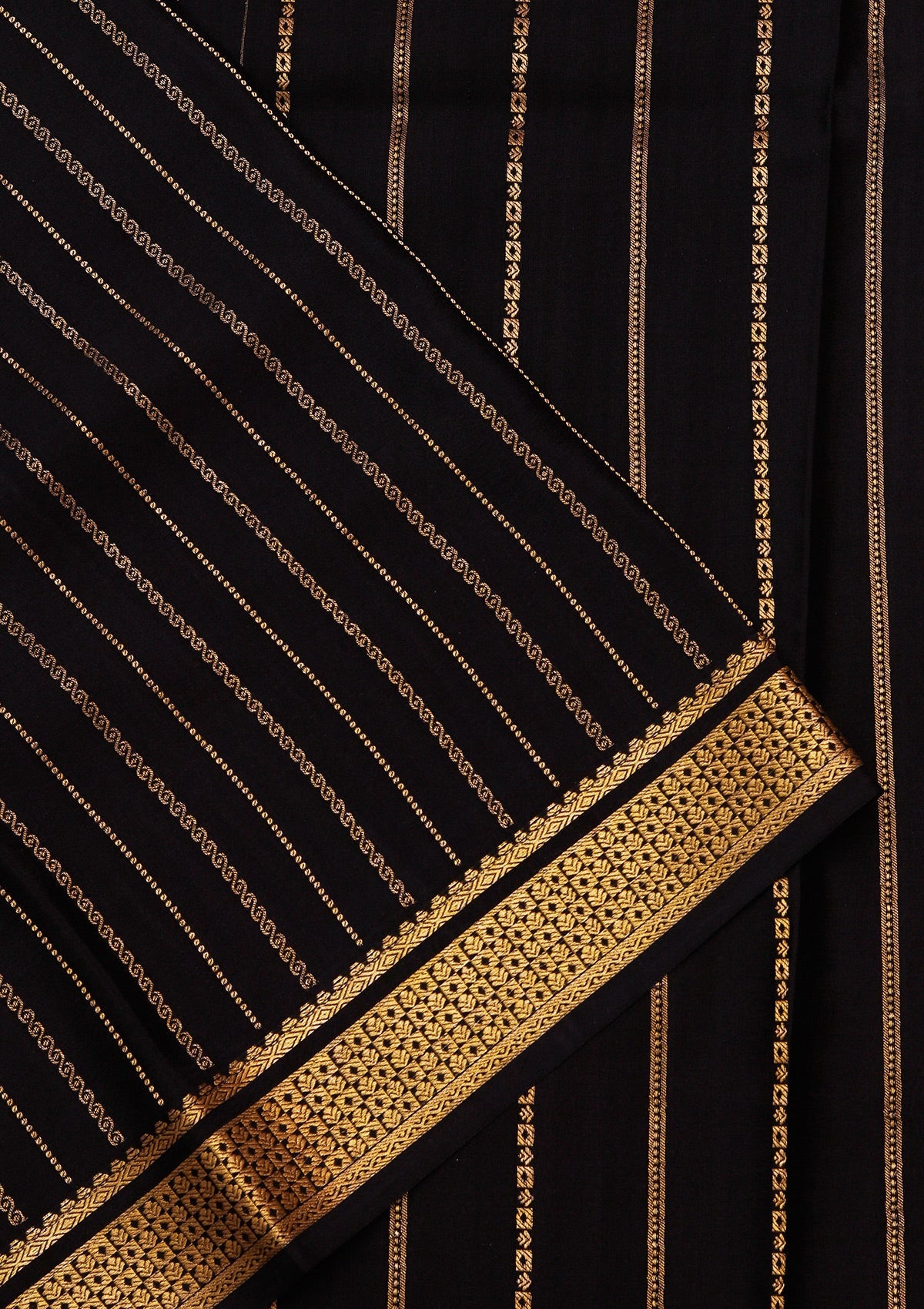 Navy Blue Zariwork Pure Crepe Silk_Saree-koskii