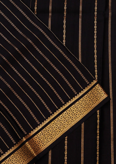 Navy Blue Zariwork Pure Crepe Silk_Saree-koskii