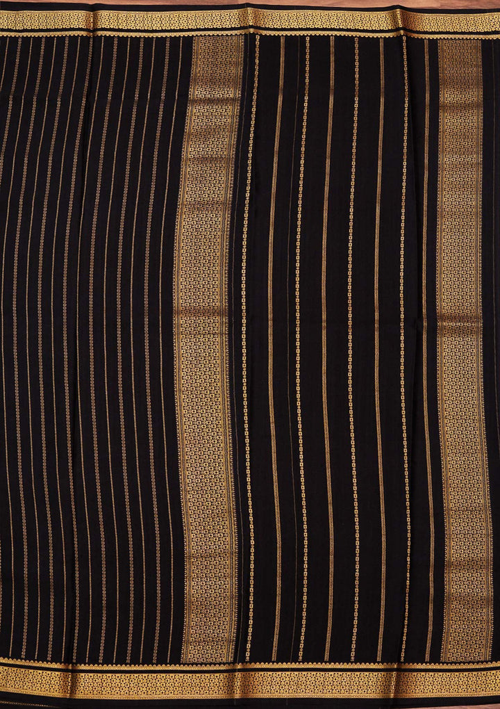 Navy Blue Zariwork Pure Crepe Silk_Saree_koskii