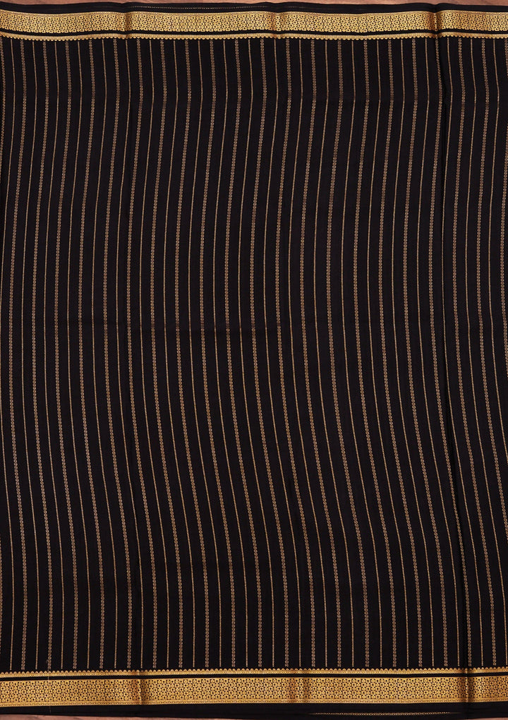 Navy Blue Zariwork Pure Crepe Silk_Saree_koskii