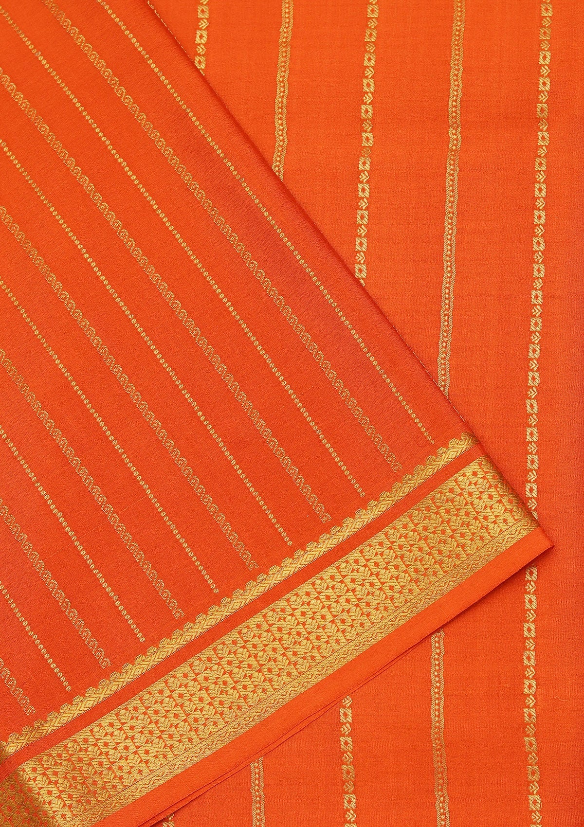 Orange Zariwork Pure Crepe Silk_Saree-koskii