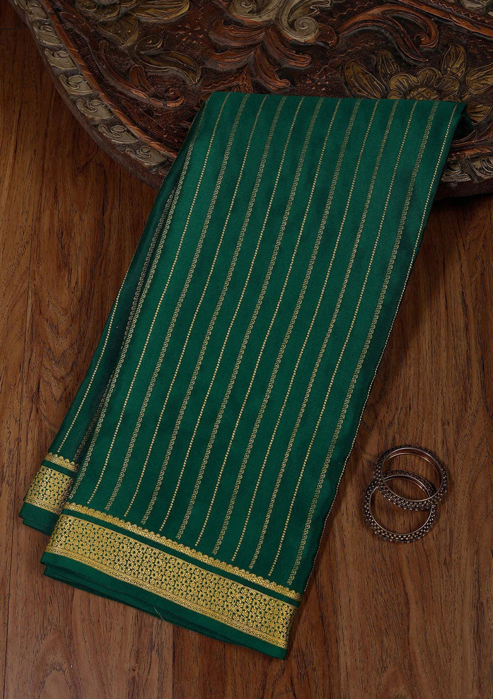 Rama Green Zariwork Pure Crepe Silk Saree_koskii