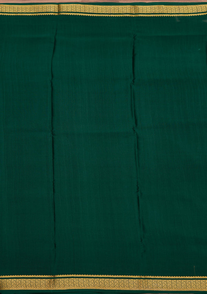 Rama Green Zariwork Pure Crepe Silk Saree_koskii