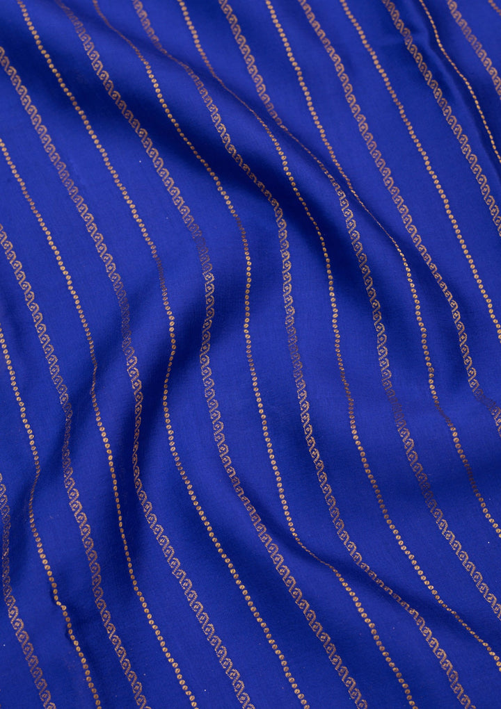 Royal Blue Zariwork Pure Crepe Silk Saree-Koskii