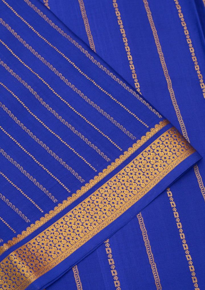 Royal Blue Zariwork Pure Crepe Silk Saree-Koskii