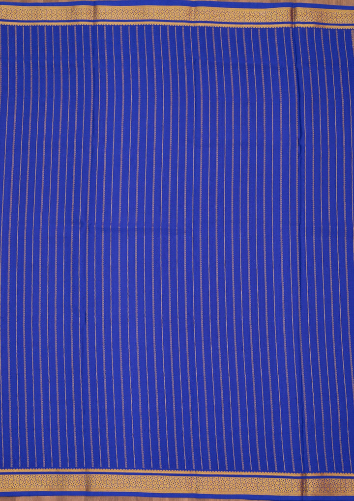 Royal Blue Zariwork Pure Crepe Silk Saree-Koskii