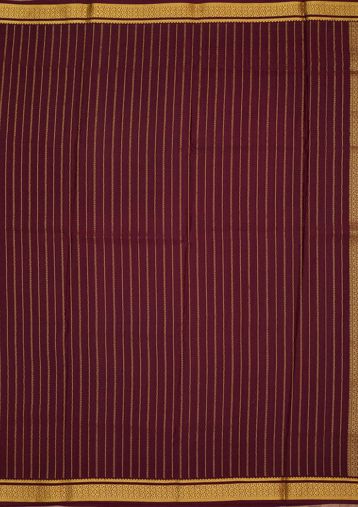 Wine Zariwork Pure Crepe Silk Saree-Koskii