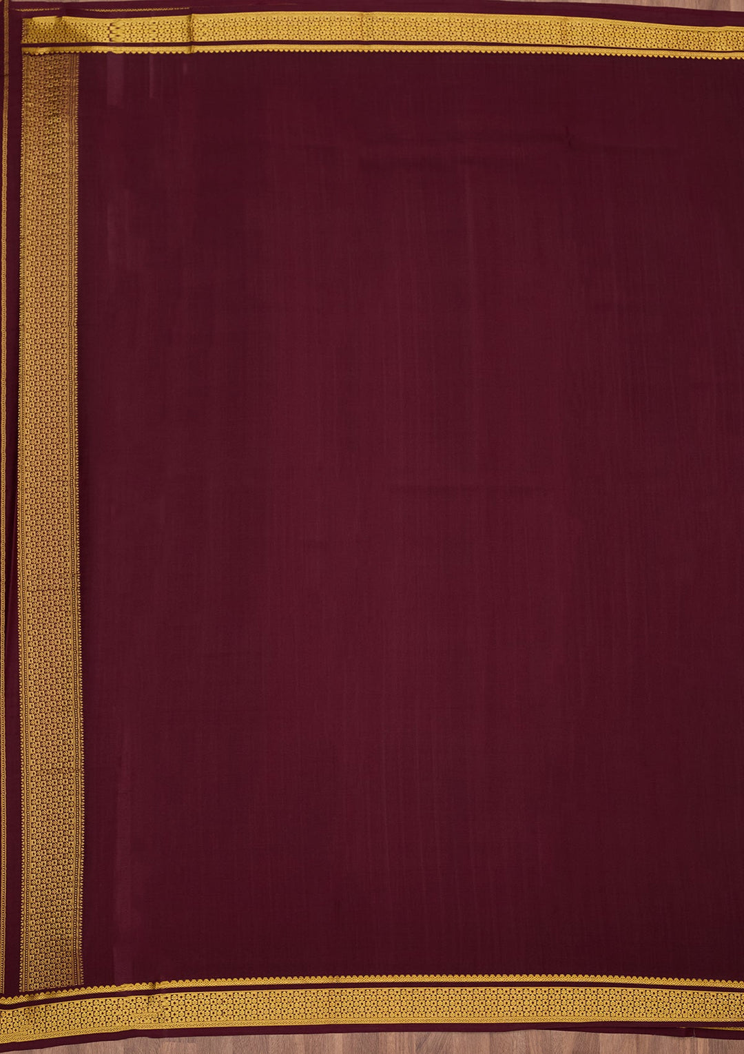 Wine Zariwork Pure Crepe Silk Saree-Koskii