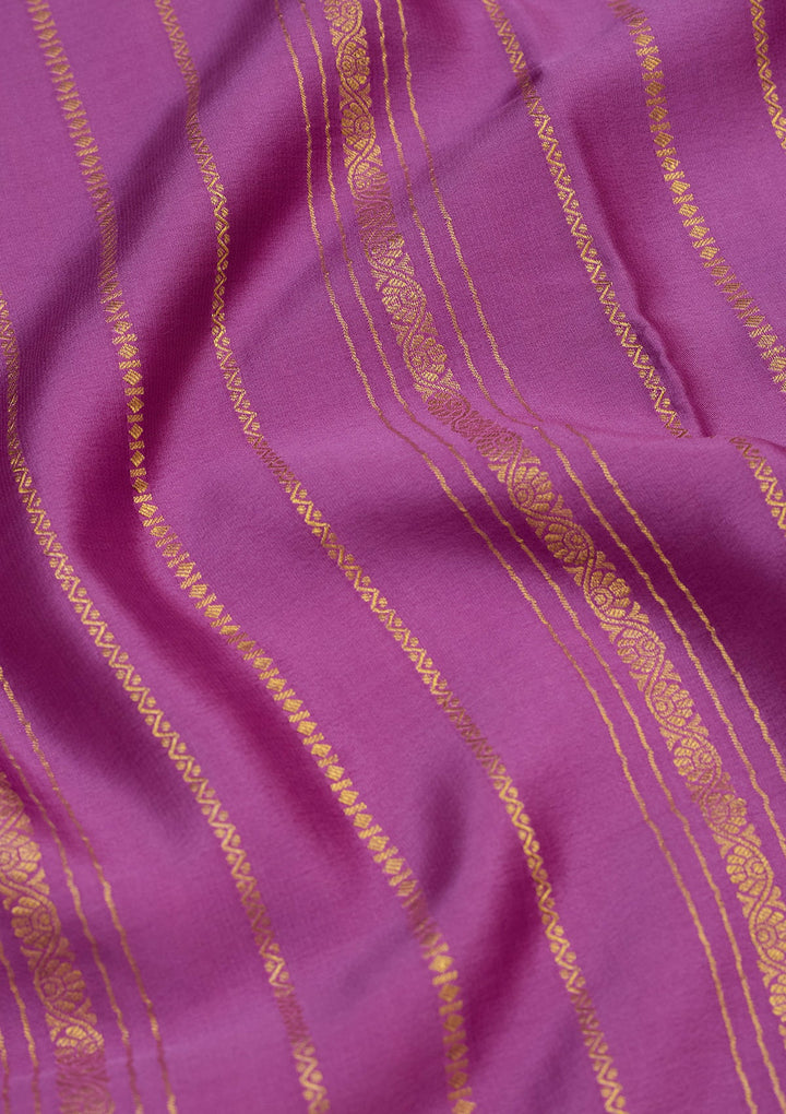 Lavender Zariwork Pure Crepe Silk Saree-Koskii