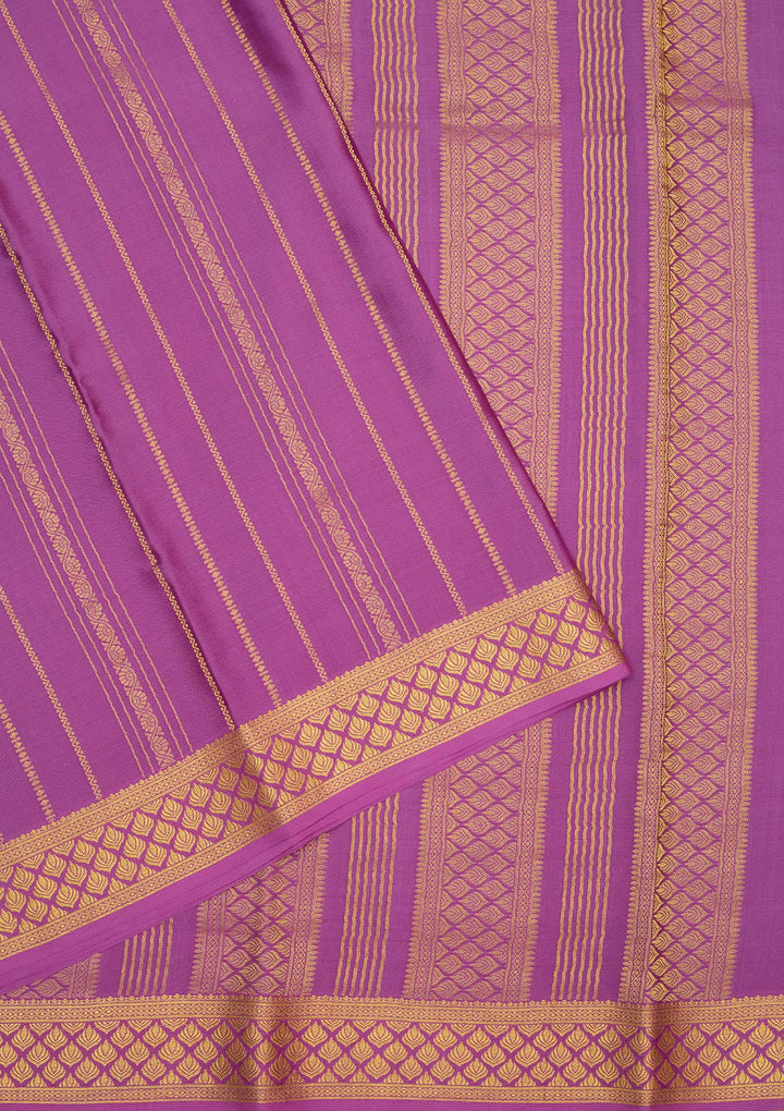 Lavender Zariwork Pure Crepe Silk Saree-Koskii