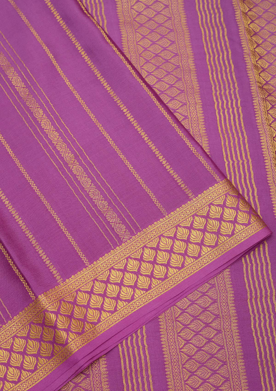 Lavender Zariwork Pure Crepe Silk Saree-Koskii