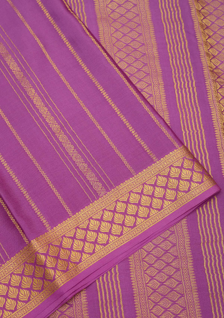 Lavender Zariwork Pure Crepe Silk Saree-Koskii