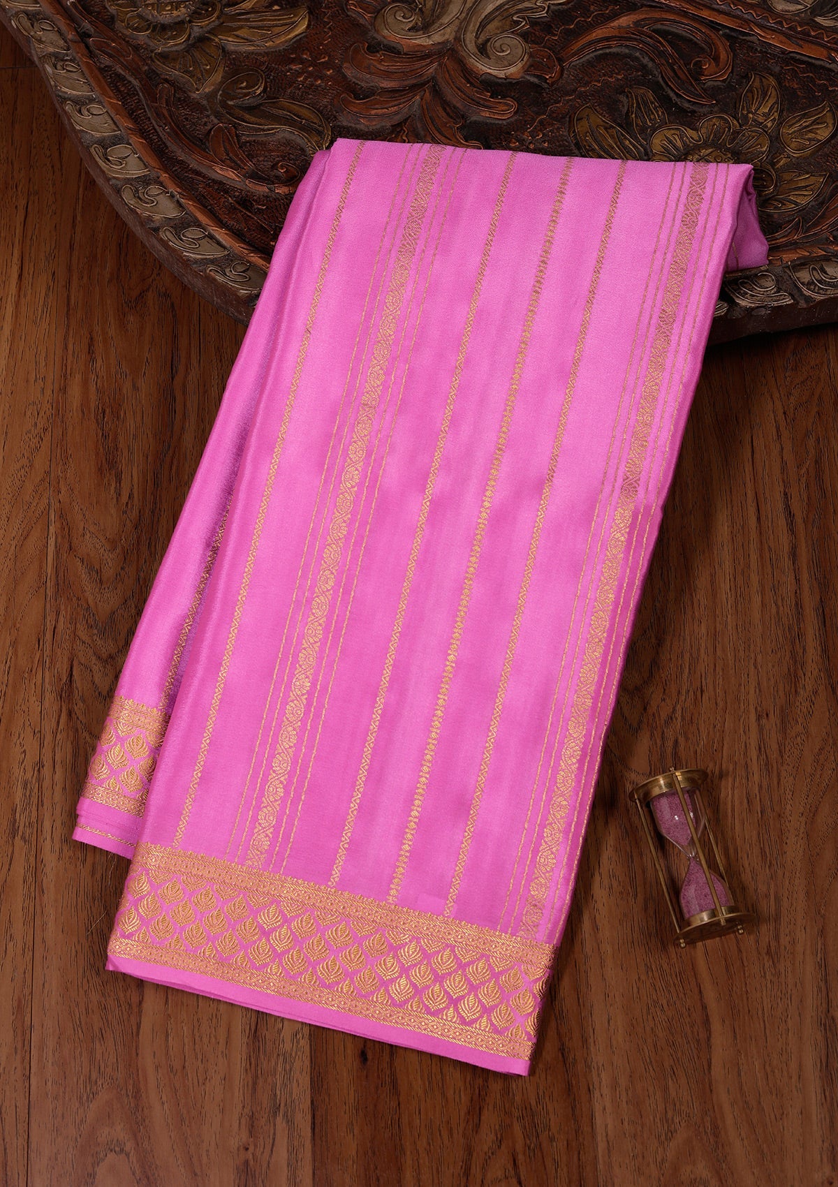 Light Lavender Zariwork Pure Crepe Silk Saree-koskii