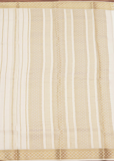 Off White Zariwork Pure Crepe Silk_Saree-koskii
