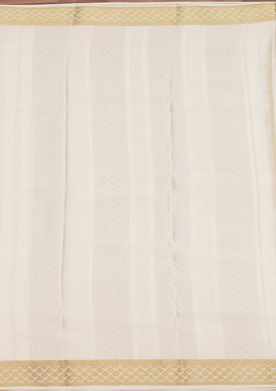 Off White Zariwork Pure Crepe Silk_Saree-koskii