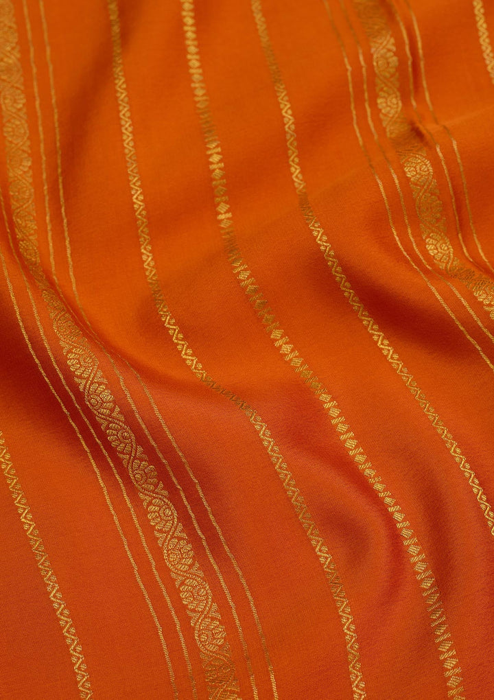 Orange Zariwork Pure Crepe Silk Saree-Koskii