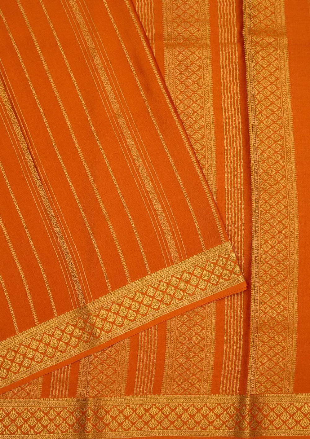 Orange Zariwork Pure Crepe Silk Saree-Koskii