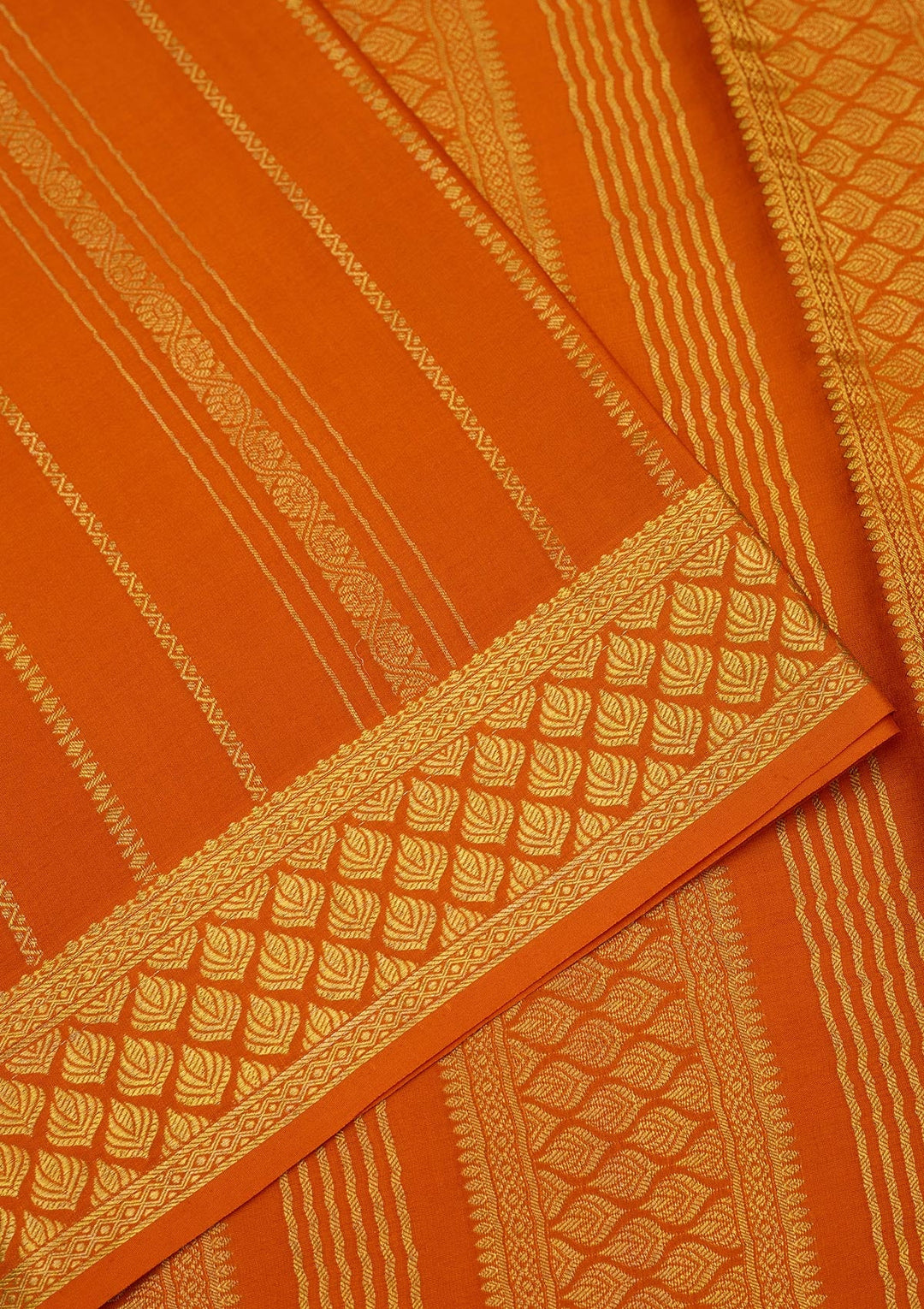 Orange Zariwork Pure Crepe Silk Saree-Koskii