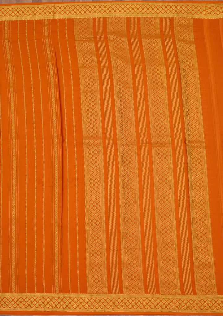 Orange Zariwork Pure Crepe Silk Saree-Koskii
