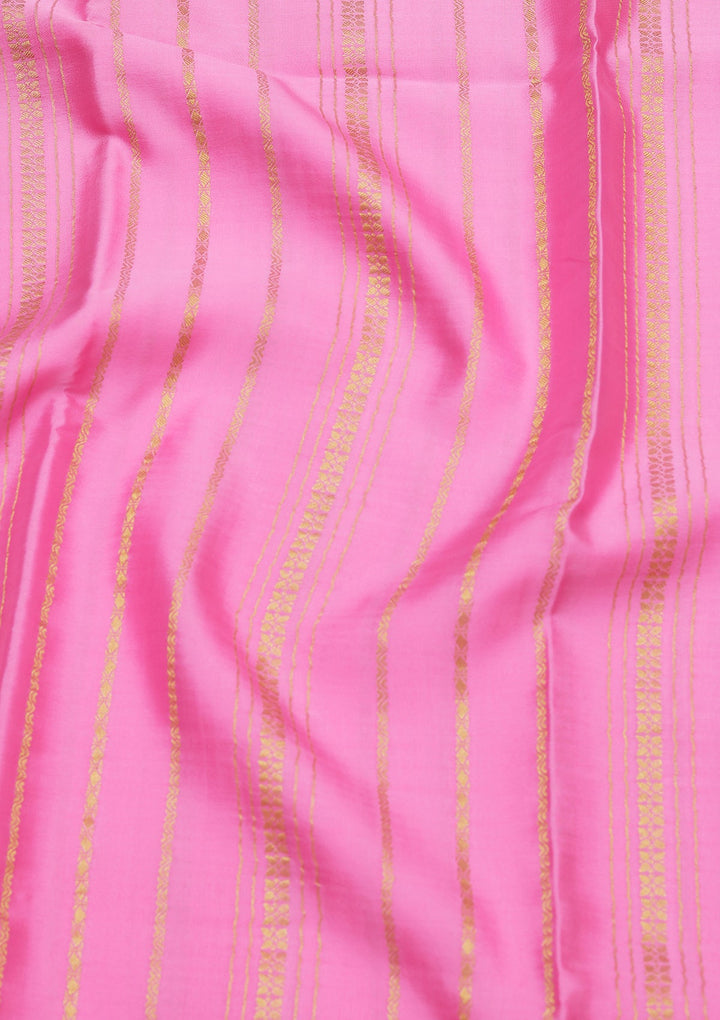 Pink Zariwork Pure Crepe Silk Saree_koskii