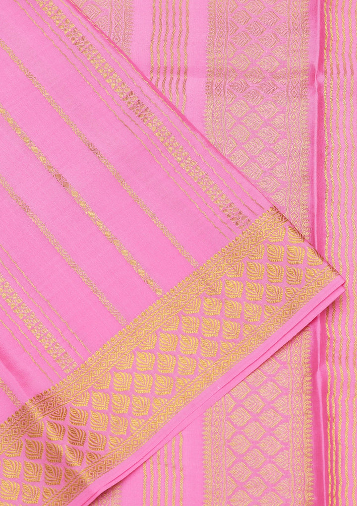 Pink Zariwork Pure Crepe Silk Saree_koskii