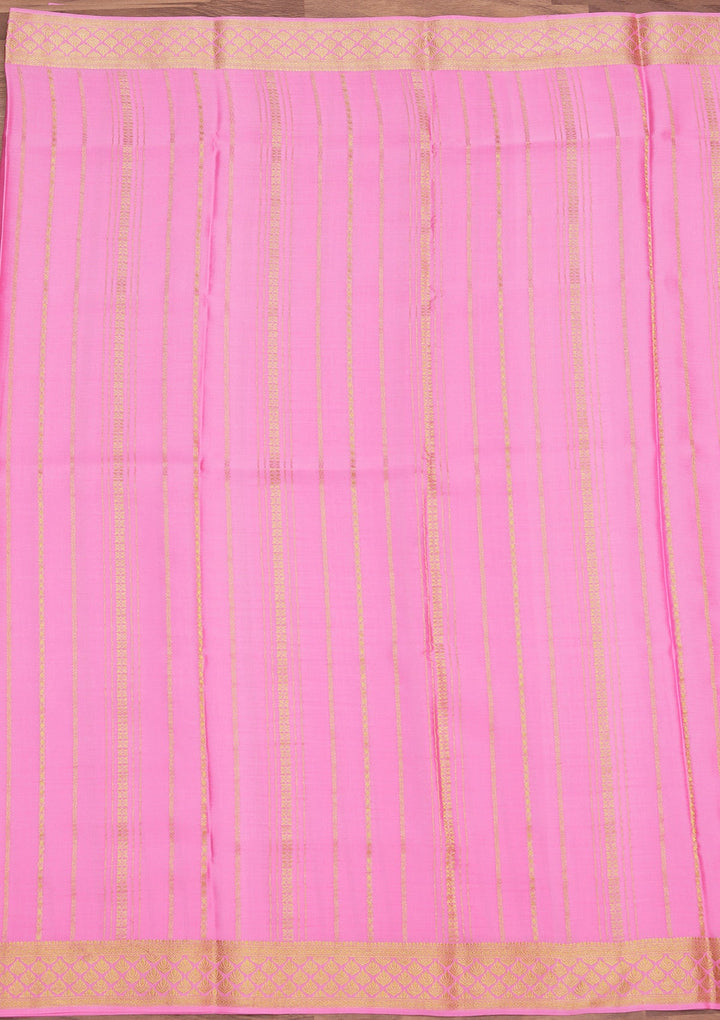Pink Zariwork Pure Crepe Silk Saree_koskii