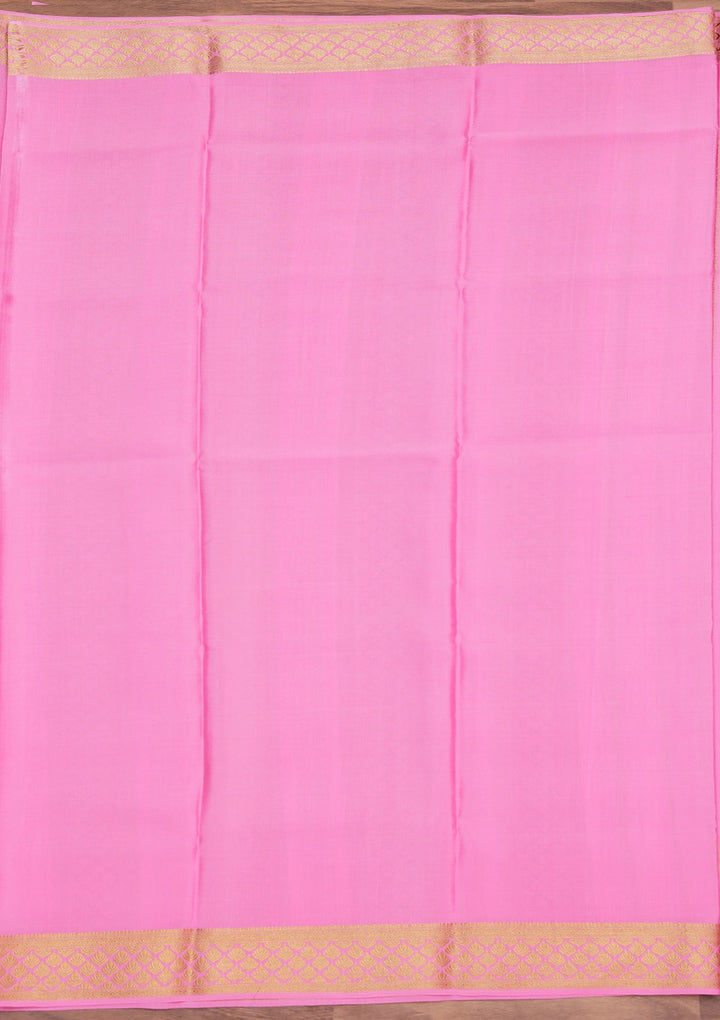Pink Zariwork Pure Crepe Silk Saree_koskii