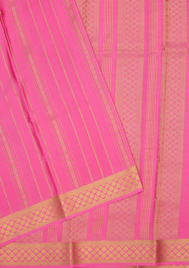 Rani Pink Zariwork Pure Crepe Silk Saree-Koskii