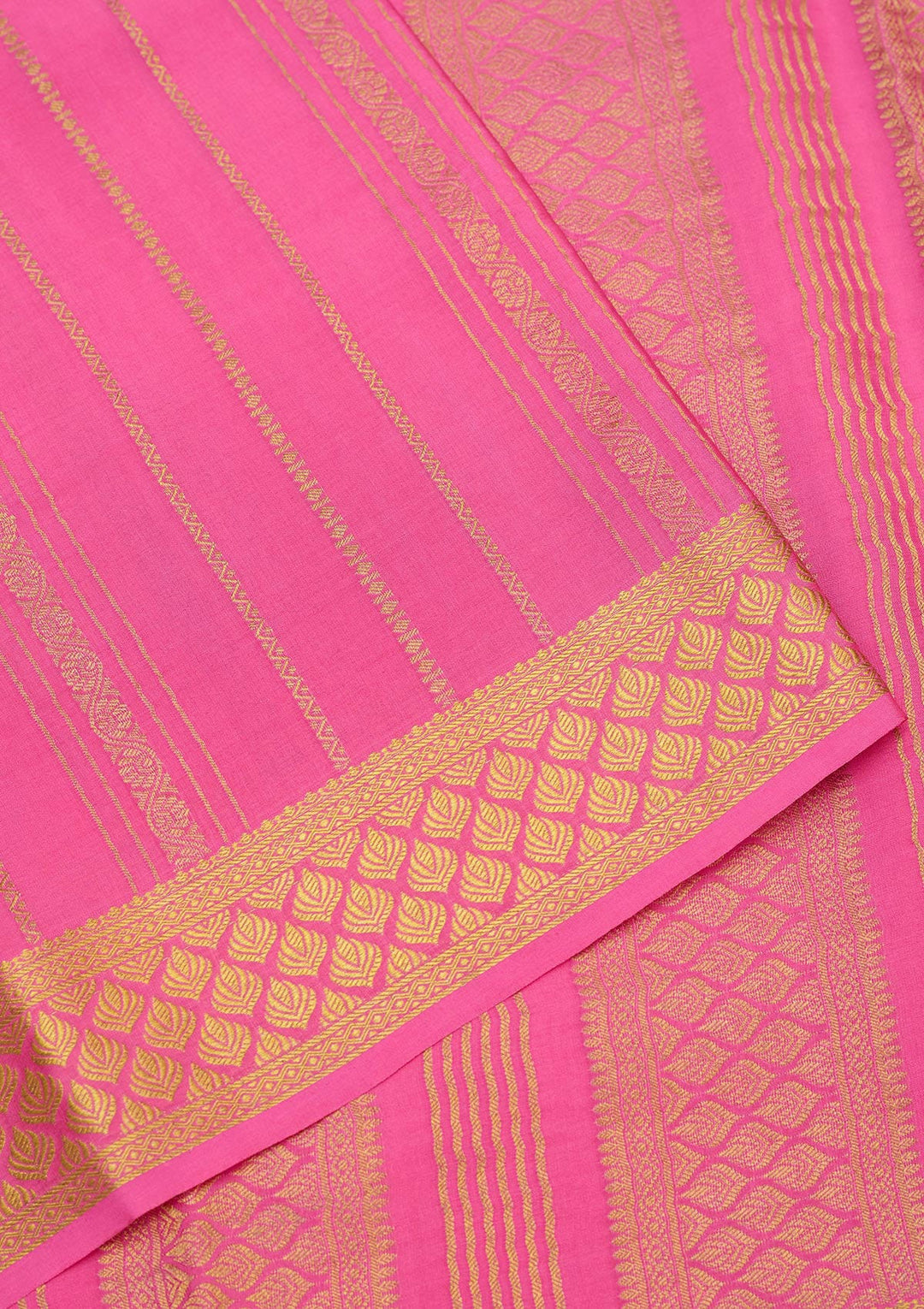 Rani Pink Zariwork Pure Crepe Silk Saree-Koskii