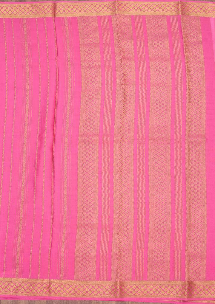 Rani Pink Zariwork Pure Crepe Silk Saree-Koskii