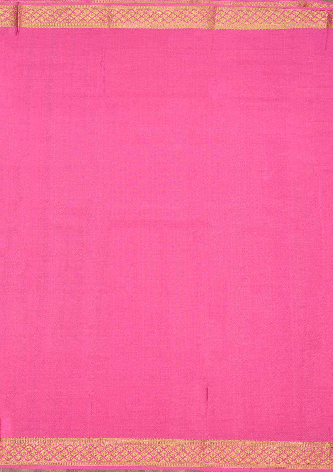 Rani Pink Zariwork Pure Crepe Silk Saree-Koskii