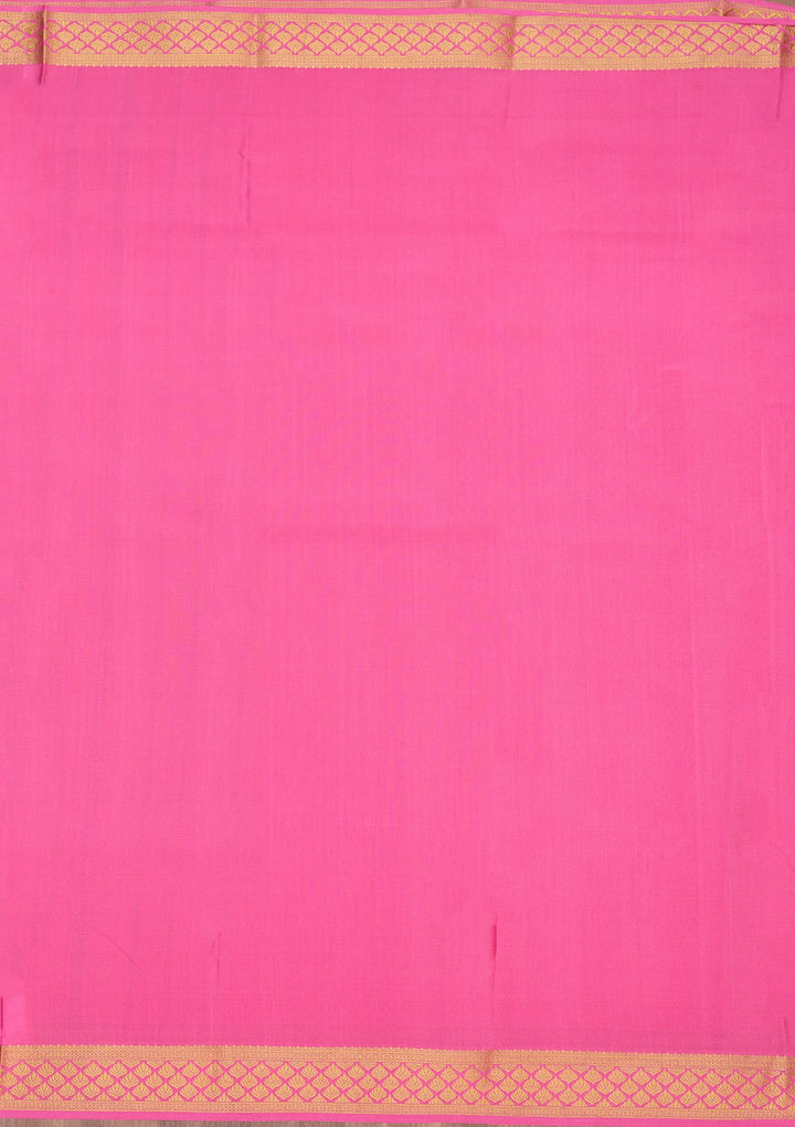 Rani Pink Zariwork Pure Crepe Silk Saree-Koskii