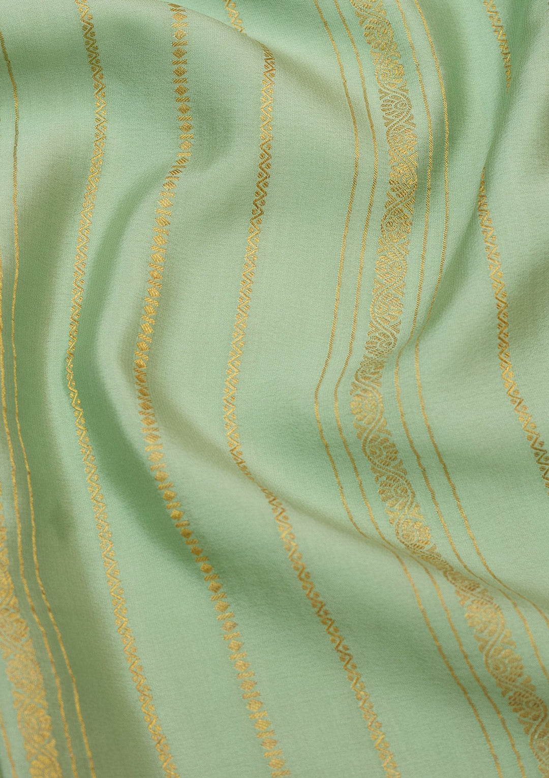 Sea Green Zariwork Pure Crepe Silk Saree-Koskii