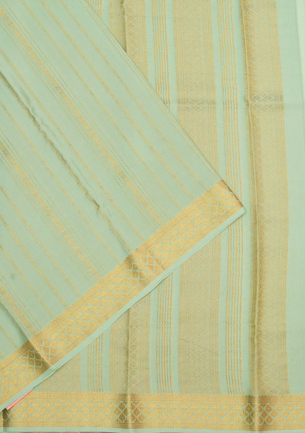 Sea Green Zariwork Pure Crepe Silk Saree-Koskii